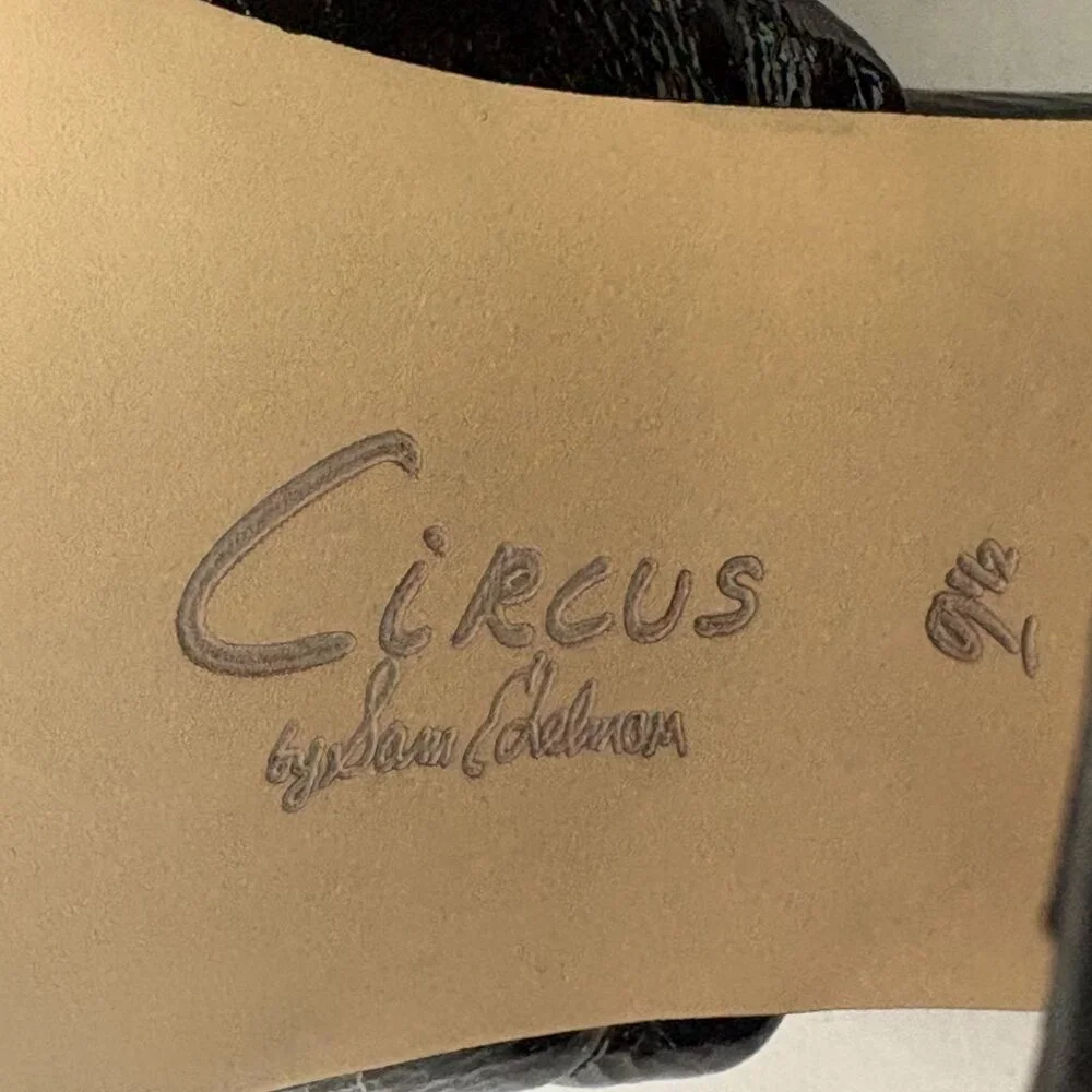 Circus Sam Edelman Marlie Platform Block Heel‎ Sandals Size 9.5 M Black Patent